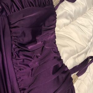 Sexy Purple jeweled shoulder Mini Summer Dress